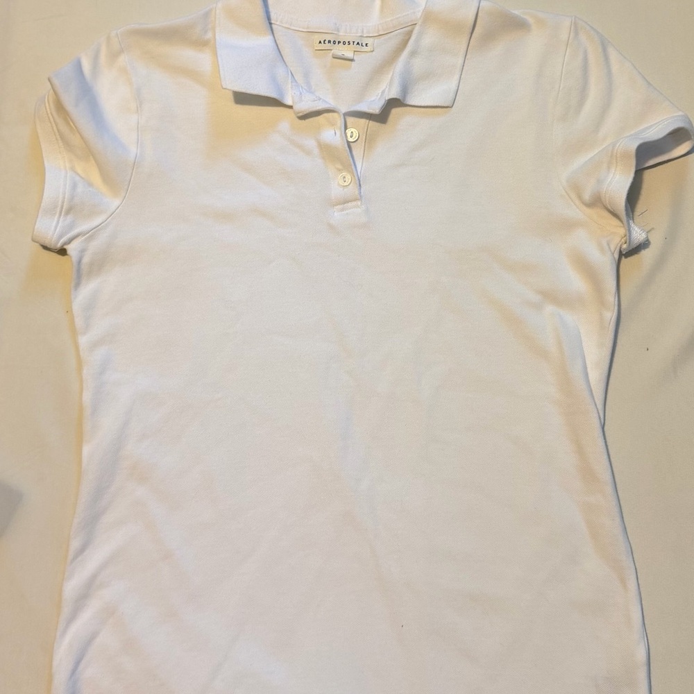 Aeropostale White Women's Button-Down Polo Shirt